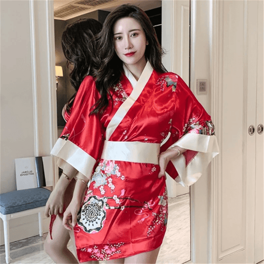 kimono séduisant court rouge