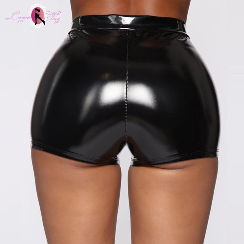 short court simili cuir noir