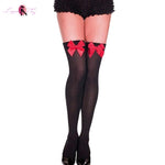 Chaussette Sexy Noire Noeud Rouge - Vignette | LingerieSexy Shop