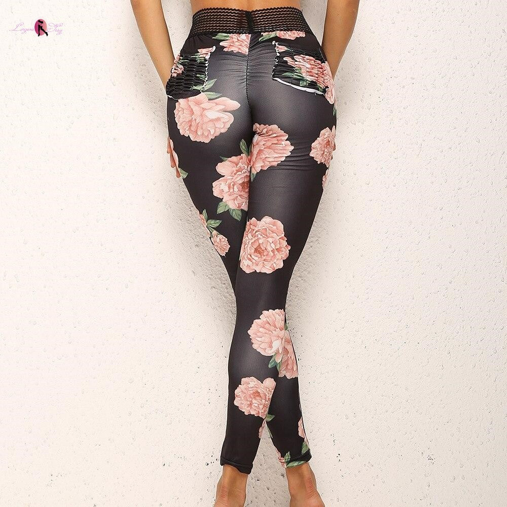 legging fleur rose