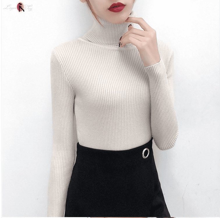 pull sexy col roulé fille