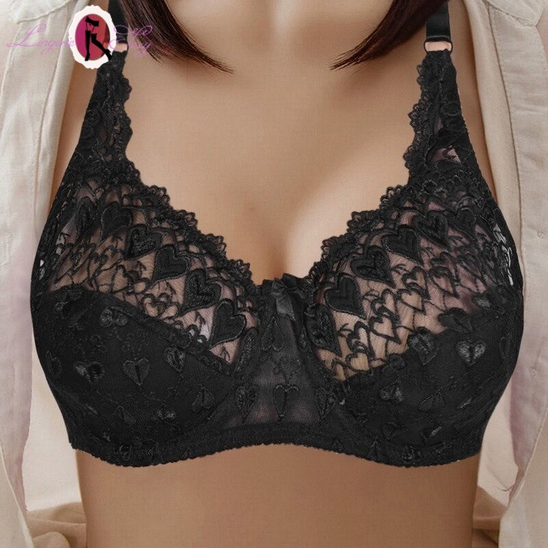 soutien gorge sexy dentelle heart noir